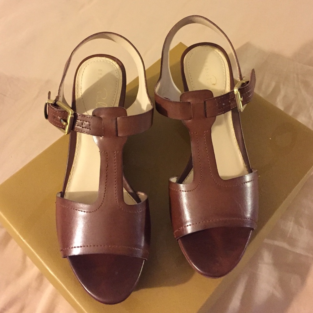 Studio Paolo Brown Leather Wedge Sandals